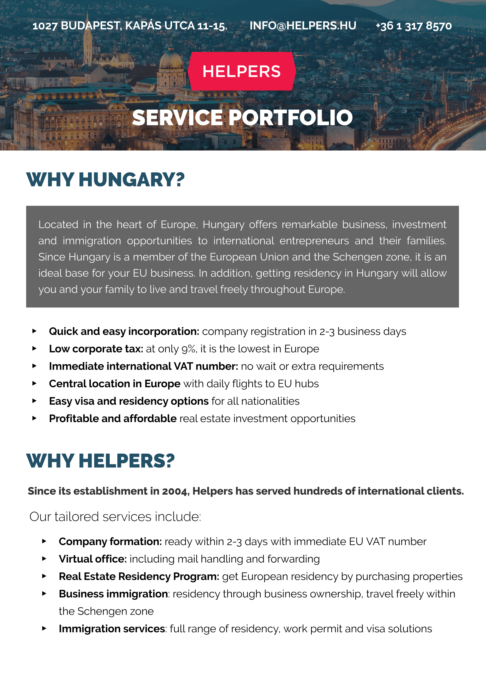 Helpers Hungary Kft. - portfolio services